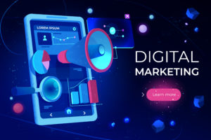Digital marketing landing page, smartphone screen