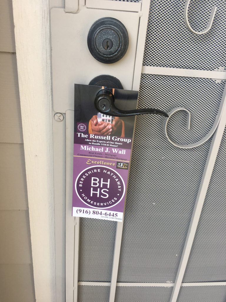 Real Estate Door hanger On door.