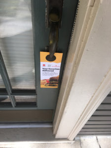 Mc Donald's door hanger on front door